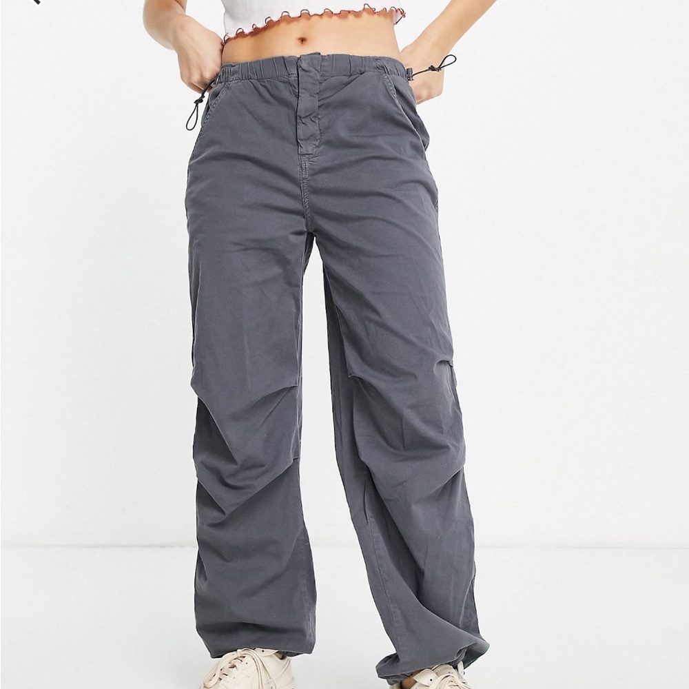 grey parachute pants